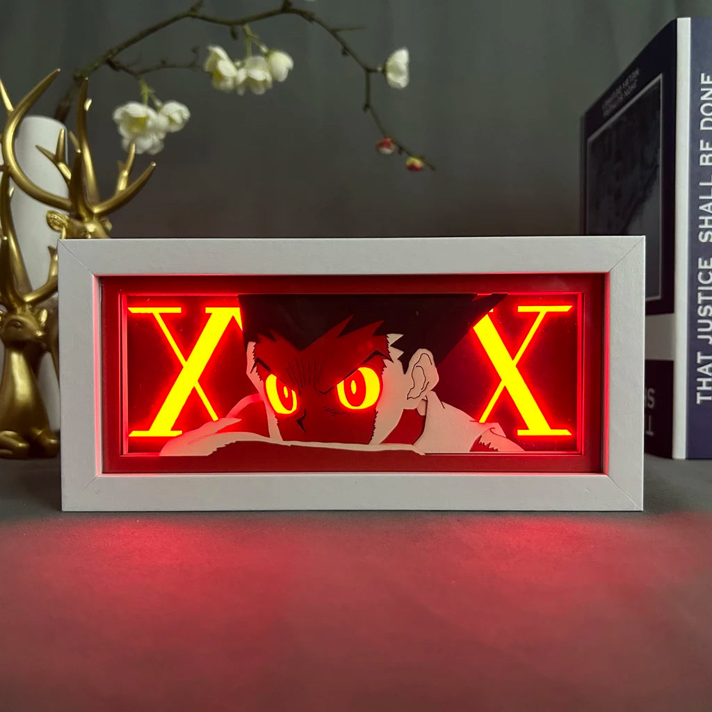 Paper Cut Shadow Box Light Anime Hunter X Hunter Gon for Gamer Room Decoration Bedside Table Lamp Led Night Light Box Manga Hxh